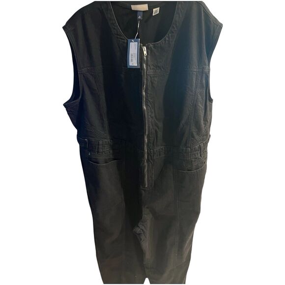 Universal Thread Tailored Denim Jumpsuit Womens Plus Sz 24 Black Zip Front New - Picture 2 of 7